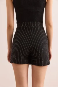 Olalook Women's Black Striped Mini Slit Skirt with Shorts - Image 7