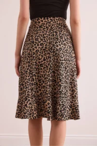 Olalook Women's Leopard Camel Frilled Corded Flowy Skirt - Image 7