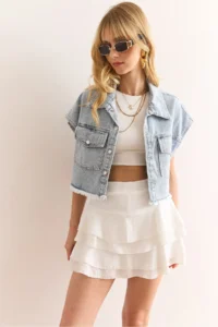 Olalook Women White Mini Crepe Skirt with Shorts - Image 6