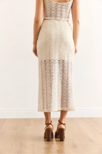 Olalook Women Ecru Lined Cotton Lace Skirt - Image 6