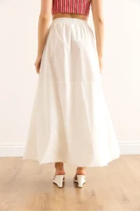 Olalook Women's White Elastic Waist Maxi Balloon Parachute Bell Skirt - Image 6