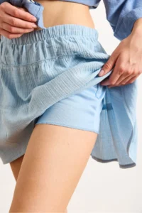 Olalook Women Blue Mini Muslin Skirt with Shorts - Image 6