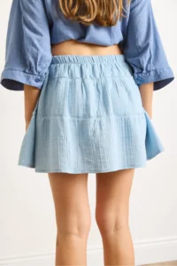 Olalook Women Blue Mini Muslin Skirt with Shorts - Image 7
