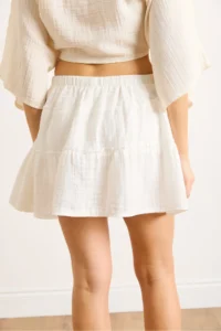 Olalook Women White Mini Muslin Skirt with Shorts - Image 7