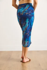 Olalook Women's Blue Lined Digital Midi Tulle Skirt - Image 7