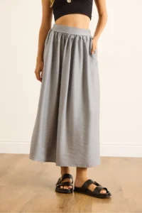 Olalook Women's Gray Pocket Flowy Long Ayrobin Skirt - Image 6