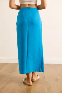 Olalook Women's Blue Double Breasted Waist Detailed Midi Skirt - Image 7