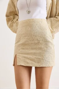 Olalook Women's Stone Embroidered Side Zipper Slit Mini Skirt - Image 4
