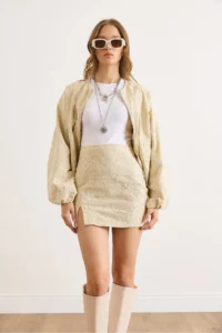 Olalook Women's Stone Embroidered Side Zipper Slit Mini Skirt - Image 5