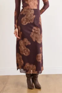 Olalook Women's Brown Lined Patterned Tulle Skirt - Image 2