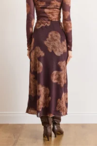 Olalook Women's Brown Lined Patterned Tulle Skirt - Image 3