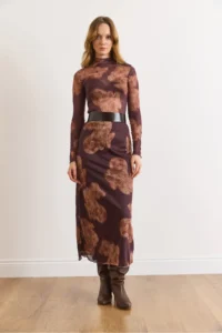 Olalook Women's Brown Lined Patterned Tulle Skirt - Image 4