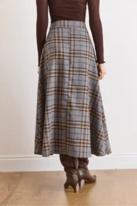 Olalook Women Gray Plaid Weaving Bell Skirt - Image 3