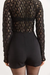 Olalook Women's Black Accessory Detailed Zippered Skirt with Shorts - Image 3