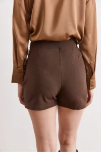 Olalook Women's Brown Accessory Detailed Zippered Skirt with Shorts - Image 4