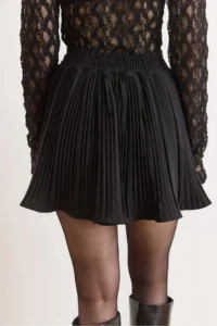 Olalook Women's Black Mini Pleated Skirt with Elastic Waist Shorts - Image 3