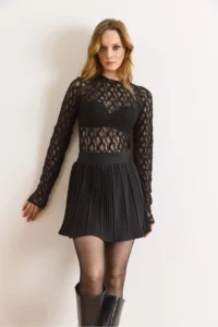 Olalook Women's Black Mini Pleated Skirt with Elastic Waist Shorts - Image 5