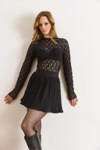 Olalook Women's Black Mini Pleated Skirt with Elastic Waist Shorts - Image 6