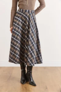 Olalook Women's Mink Zippered Pocket Plaid Bell Skirt - Image 4