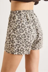Olalook Women's Stone Zippered Cotton Leopard Skirt with Shorts - Image 7