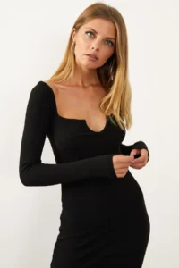 Cool & Sexy Women Black V-neck Maxi Camisole Dress EY10100 - Image 5