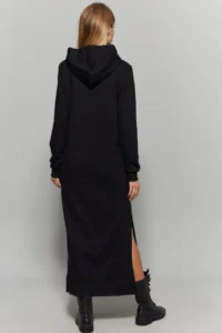 Cool & Sexy Women Black slit Hooded Maxi Dress - Image 6