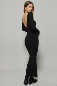 Cool & Sexy Women Black U-Neck Maxi Dress