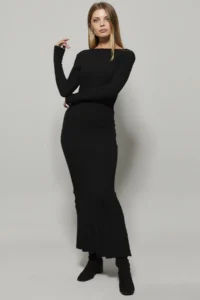 Cool & Sexy Women Black U-Neck Maxi Dress - Image 5