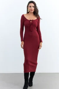 Cool & Sexy Women Burgundy Camisole Maxi Dress - Image 2