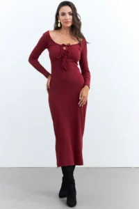 Cool & Sexy Women Burgundy Camisole Maxi Dress - Image 3