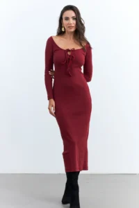 Cool & Sexy Women Burgundy Camisole Maxi Dress - Image 4
