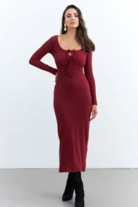 Cool & Sexy Women Burgundy Camisole Maxi Dress - Image 5