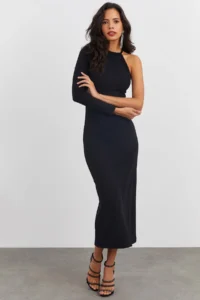 Cool & Sexy Women Black Single Arm Camisole Dress