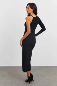 Cool & Sexy Women Black Single Arm Camisole Dress - Image 7