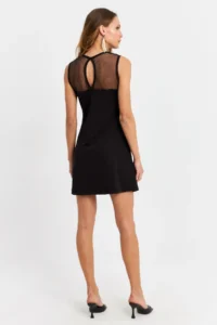 Cool & Sexy Women's Black Tulle Detailed Window Mini Dress - Image 4