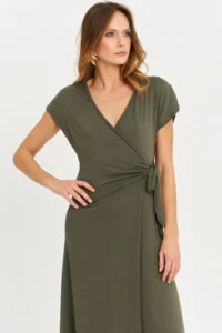 Cool & Sexy Women Khaki Double breasted Midi Dress - Image 2