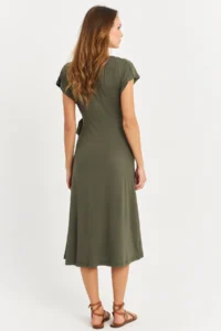 Cool & Sexy Women Khaki Double breasted Midi Dress - Image 4