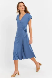 Cool & Sexy Women Indigo Double breasted Midi Dress