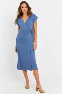 Cool & Sexy Women Indigo Double breasted Midi Dress - Image 2