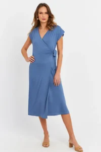 Cool & Sexy Women Indigo Double breasted Midi Dress - Image 3