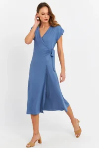Cool & Sexy Women Indigo Double breasted Midi Dress - Image 4