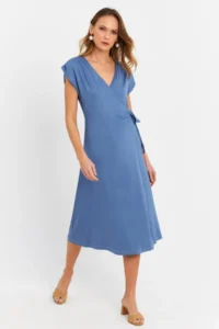 Cool & Sexy Women Indigo Double breasted Midi Dress - Image 5