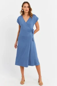 Cool & Sexy Women Indigo Double breasted Midi Dress - Image 6