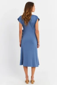 Cool & Sexy Women Indigo Double breasted Midi Dress - Image 7