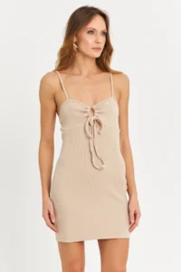 Cool & Sexy Women Stone Front Shirred Window Mini Dress - Image 2