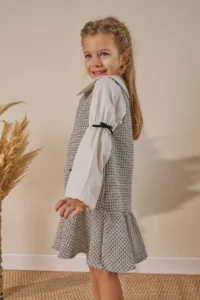 Minipodyum Girls' Dress Baby Collar Shirt Holiday Dress - Image 4