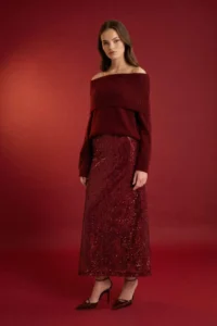 DeFacto A Cut Normal Waist Sequined Fabric Maxi Skirt