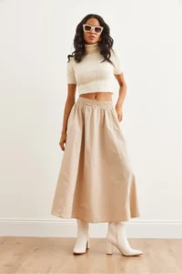 Olalook Women's Stone Waist Elastic Parachute Bell Skirt - Image 4