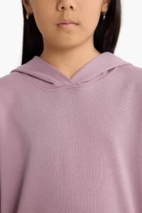 DeFacto Girl's Relax Fit Hooded Basic Plain Sweatshirt - Image 4