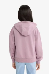 DeFacto Girl's Relax Fit Hooded Basic Plain Sweatshirt - Image 5